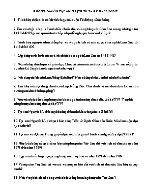 Hướng dẫn ôn tập học kỳ II môn Lịch sử Lớp 7 - Năm học 2016-2017